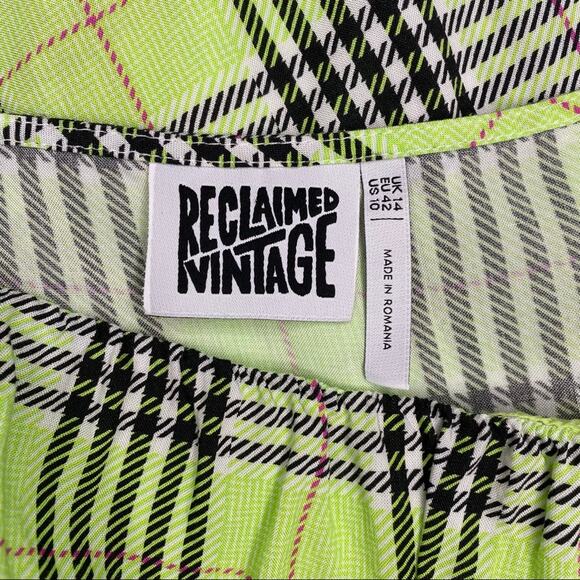 Reclaimed Vintage inspired cami mini dress in check print size 10 - Picture 9 of 10